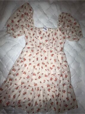 Trixxi Cream Dress with Coral Floral Print